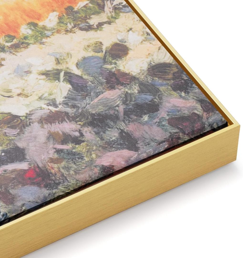 Akfado Floater Frame for 36x48 Canvas Paintings, 0.86" Deep DIY Metal Floating Frames for Abstract Art Prints Memorial Portraits, Modern Living Room Wall Decor, No Glass & Back (Gold)