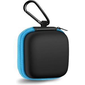 MOLOVA Square Earbud Case Portable EVA Carrying Case Storage Bag Tech Pouch Cell Phone Accessories Organizer with Carabiner for Earphone, Earbud, Earpieces, SD Memory Card, Camera Chips, Blue