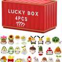 Lucky Box,4pcs Positive Crochet Giftset,Handmade Crochet Bulk,Cute Funny Emotional,Gifts for Crochet Lovers, Birthday Gifts for Women Men Friends Room Party Decor