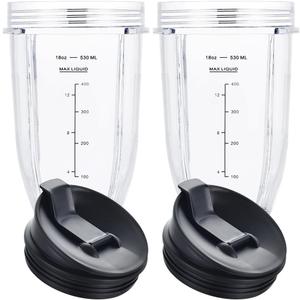 Blender Cups Fit for Ninja, Replacement Parts 18OZ Cups with Sip & Seal Lids, Blender Accessories Compatible with Nutri Ninja Auto IQ Series BL480 BL481 BL482 BL490 BL640 BL680 BL450 BL482(2 Pack)