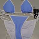 Suvimuga Women Two Piece Swimsuit Color Block Swimwear Halter String Triangle Bikini Sets.S