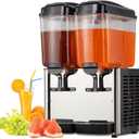Commercial Beverage Dispenser 9.51Gallon/36L, 250W Stainless Steel Ice Tea & Drink Dispenser with 2 Tanks & Thermostat Control for Parties/Restaurants/Bars/Home/Cafes