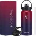 64oz Half Gallon Insulated Water Bottle with 2-in-1 Lid (Chug & Straw), Double Walled Vacuum Stainless Steel Water Bottles, Wide Mouth Leakproof Insulated Jug with Straw (Dark Rainbow)