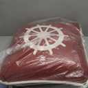 LIBERTY DARK RED THROW PILLOW W/ WHITE LINEN COMPASS 18x18, One Size