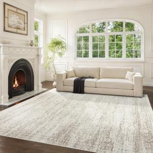 Srugn Washable Rugs 8x10 Area Rugs for Living Room,Ultra Soft Faux Wool Retro Rugs for Bedroom,Dining Room,Non Slip&Non-Shedding Low Pile Vintage Print Rug Indoor Large Carpets for Home Office Decor