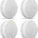 Smoke Detector Carbon Monoxide Detector Combo 10 Year Battery 2 in 1 Smoke Detector, LED Warning Light Indicators, White, 4 Pack