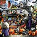 Halloween Haunted House Puzzle for Adults 1000 Piece Spooky Horror Jigsaw Puzzle Ghosts Bats Challenging Gothic Puzzle Scary Ghost House Fun Adult Games Halloween Party Decoration (27.6"x19.7")
