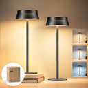 Philips Cordless Table Lamp, Portable Outdoor LED Desk Light,Rechargeable Battery Operated, 2 Adjustable Height, Touch Control & 3 Color Stepless Dimming, Waterproof Lamps for Restaurant/Bedroom (Black)