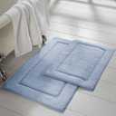 Modern Threads 2-Pack Solid Loop with Non-Slip Backing Bath Mat Set 17-inch by 24-inch & 21-inch by 34-inch, Light Blue, Standard