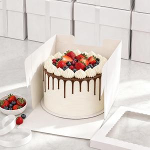 VGOODALL 10 Pack Cake Boxes, 10x10x8 Inches Cake Containers with Window, White Bakery Boxes with Lids for Birthday Party Wedding