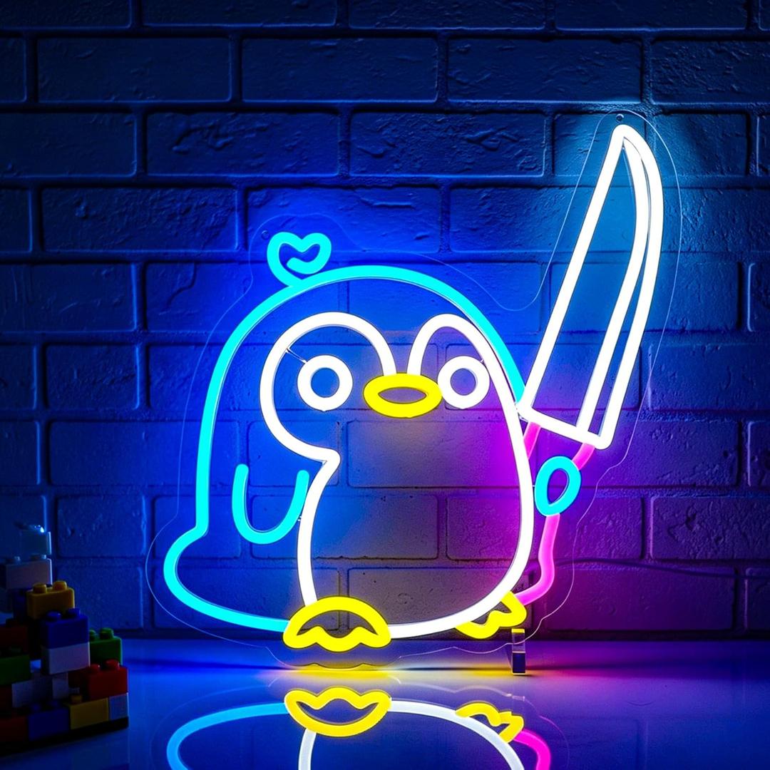 Penguin Neon Sign Led Neon Lights Neon Signs for Wall Decor Light Up Sign for Birthday Party Club Gift