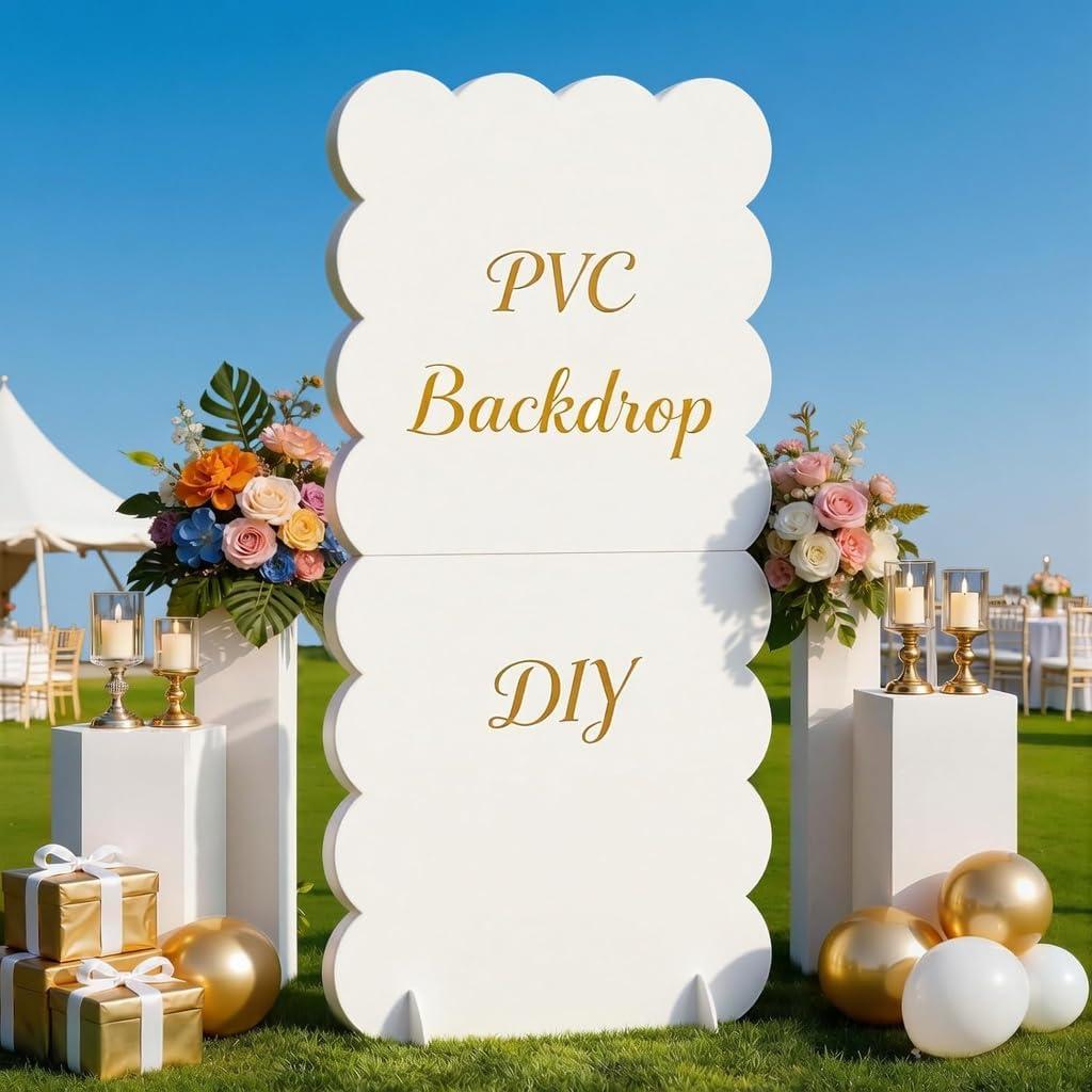 6ft Wavy Arch Backdrop Stand, PVC Scalloped Board Balloon Arch Stand for Wedding, Photo Background Prop Arches Frame for Birthday Party Ceremony Bridal Baby Shower Event Decorations