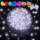 Aogist 100Pcs Balloon Lights with Hook,Long Standby Time,Waterproof Mini Light for Birthday Party Wedding Christmas Halloween Easter Decorative (Flash, Cool White)