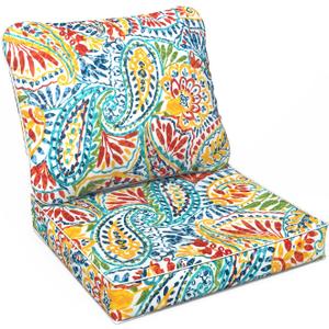LVTXIII Outdoor Seat and Back Cushion Patio Deep Seat Cushion Set Seasonal Chair Cushion for Wicker Chairs and Garden Furniture Decoration, 22"x22"x4", Paisley Multi