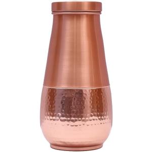 Pure Copper Bedside Water Bottle Carafe 1 Liter (1000ml) | Half Hammered Honeycomb Design | Leak-Proof Copper Bottle for Drinking Water | Ayurvedic Health Benefits | Easy to Clean