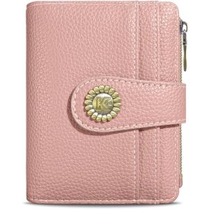 Small Rfid Women Wallet Bifold Zipper Coin Pocket PU Leather Compact Cash Credit Card Holder Travel Wallet for Female Ladies Teen Girls 1 ID Window 10 Card Slots