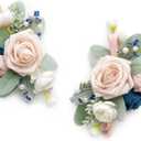 Ling's Moment 2pcs Wedding Shoulder Corsage Artificial Flowers, Girl/Mother Homecoming/Prom Corsages Wristlet Dcor, etc. Navy Blue Pink Ranunculus (Pk-navy Blue Pink & Ranunculus)