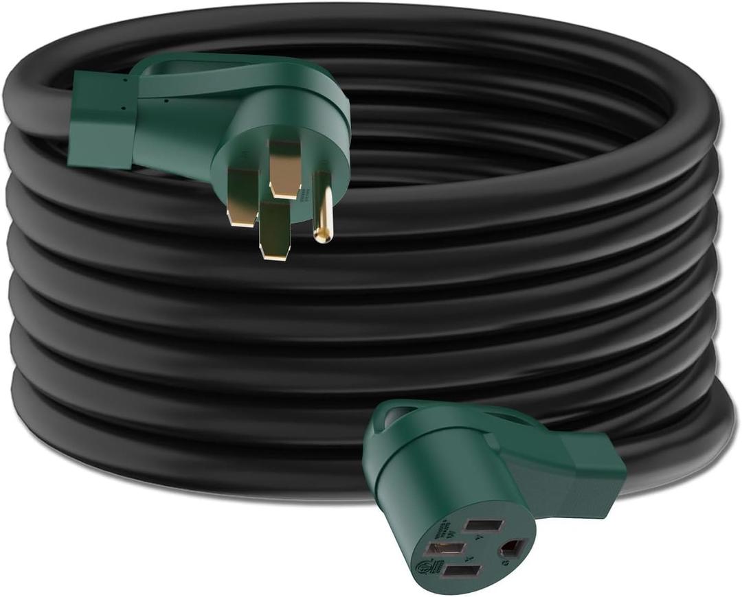 50 Amp RV/EV Extension Cord 10 Feet, UL Listed, NEMA 14-50P/R, Heavy Duty 6/3+8/1 Gauge STW Wire for Model 3/S/X/Y EV Charging and RV Trailer Campers