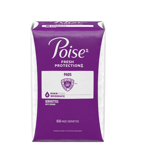 Poise Incontinence Pads for Women, 4 Drop Moderate Absorbency, Regular Length, 132ct, Pack Of 2