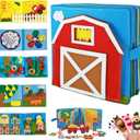 Cobelae Busy Book for Toddlers 1-3, Montessori Toys Busy Board for 1 Year Old,Farm Felt Quiet Activity Book for Toddlers, Airplane Travel Toys Gift for Boys Girls 1+ Year Old