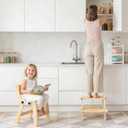 Toddler Step Stool, Foldable Step Stool for Kids, Convert to Chair, Toddler Stool for Bathroom Sink & Potty Training, Wooden Step Stools w Non Slip Base for Kitchen, Bedroom