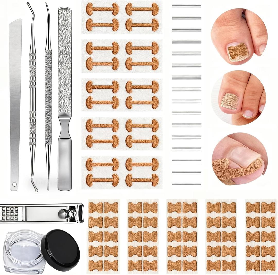 Ingrown Toenail Removal Kit, Professional Ingrown Toenail Corrector Set with Toenail Correction Strips, Curved Toenails Corrector Patch, Painless File and Lifter Pedicure Tools for Home Treatment