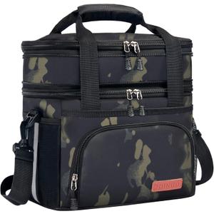 JOINGO Tactical Lunch Box for Men & Women Expandable 16L Double Deck Insulated Cooler Bag for Work, Construction & 12-Hour Shifts Heavy Duty Leakproof Large Meal Prep Tote with Shoulder Strap