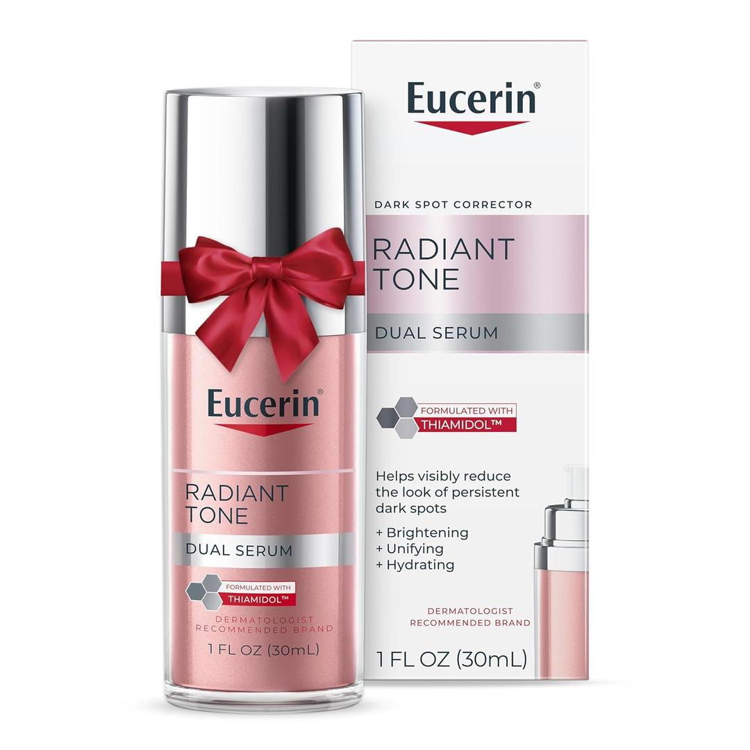 Eucerin Radiant Tone Dual Serum Dark Spot Corrector, Dark Spot Serum with Thiamidol and Hyaluronic Acid, Helps Visibly Reduce the Look of Dark Spots, Holiday Gifts for Self Care, 1 Fl Oz Bottle
