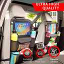 Helteko Car Seat Organizer, Ultra Version Kids Backseat Car Organizers and Storage, Waterproof Back Seat Protector Kick Mats with Tablet Holder 12" Car Accessories Interior, Black 2 Pack