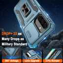 For Samsung Galaxy A26 Case with [2 Pack] HD Screen Protector & Slide Camera Cover, Rotation Ring Kickstand [Military Grade] Shockproof Protective Case for Galaxy A26 5G- Light Blue