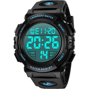 Mens Digital Watch Sports Military Watches Waterproof Outdoor Chronograph Wrist Watches for Men with LED Back Ligh/Alarm/Date (01-blue)