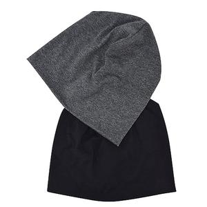 JHYWELL Cotton Beanie Hat Slouchy Jersey Soft Hats Skull Caps Lightweight Sleep Cap Running Beanies Light Weight Chemo Hat for Men and Women (Black & Heather Grey)