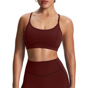Aoxjox Women's Workout Sports Bras Fitness Training Gym Lexi Lined Bra Yoga Crop Tank (Large, Rum Raisin/Mulch)