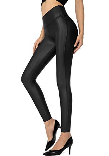 SANTINY Women's 25.5''/27'' Faux Leather Leggings Pants Stretch High Waisted Tights for Women (Black25.5, M)