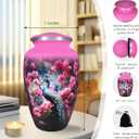 M MEILINXU Urn for Ashes for Women & Male, Cremation Urns for Human Ashes Adult Female & Man, Funeral Memorial Urn with Peacock Design, Decorative or Burial Urns, Pink Flowers - Large Size