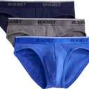 2(X) IST mens Cotton Stretch No Show Brief 3-pack (Small, Eclipse/Lead/Dazzling Blue)
