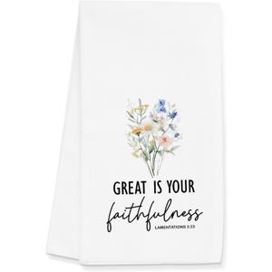 Christian Floral Towels Gifts for Women, Religious Bible Verse Towels Gifts for Kitchen Bathroom Decor (16x24 inches)