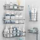 5 Pack Shower Caddy Organizer Rack Shelf for Inside Shower, Self Adhesive Bathroom Wall Storage Basket Rustproof Stainless Steel Large Capacity Shampoo Holder, Grey