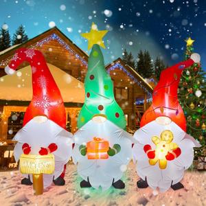 Kalolary Christmas Inflatables Decorations Gnome with Christmas Signs Gift Gingerbread Man Blow Up Yard Decoration for Halloween Party Indoor, Outdoor, Yard, Garden, Lawn Decorations (Red, White, Green, Yellow)