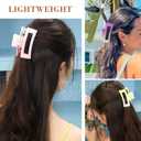 Sppry Medium Rectangle Matte Claw Clips for Women Thin Hair, Gradient Color, Set of 3 (Light Pink, Purple & Green)