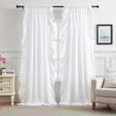 White Ruffle Curtains 96 Inches Long for Bedroom Living Room Rod Pocket Light Filtering Romantic Victorian Ruffle Curtains for Girls Room Basement Window Privacy Rural Decor, 2 Panels, 52x96