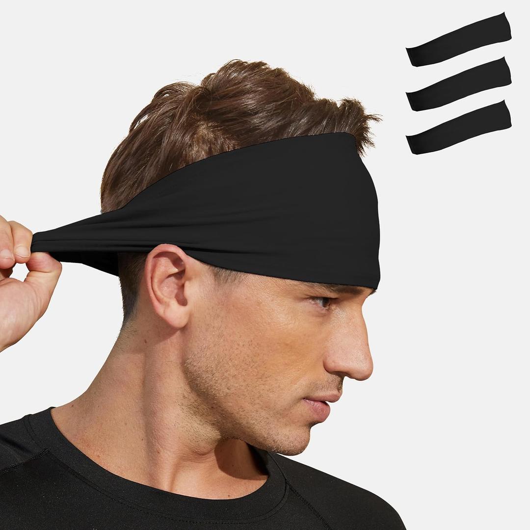 2 x VIMPEP Tenacious Sports Headbands for Men Soft Feeling Non Silp Sweatband Workout Headband for Running,Cycling,Basketball,Tennis,Yoga Fitness Stretchy Quick-Dry Hairband for Unisex (3/4/6 Pack)