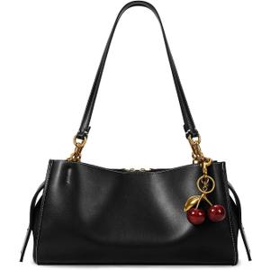 Shoulder Bag Medium Pu Leather Tote Bag For Women Trendy Designer Handbag With Cherry Pendant For Travel Work