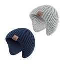 UAMOEI Baby Winter Hat Bear Kids Knit Beanie with Ears Girls Warm Hats for Boy Toddler Beanies Earflap Girl Infant Hat (US, Age, 6 Months, 24 Months, Black+Gray)