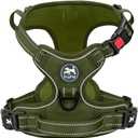 PoyPet No Pull Dog Harness, No Choke Reflective Dog Vest, Adjustable Pet Harnesses with Easy Control Padded Handle for Small Medium Large Dogs(Military Green,XS)