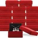 Coobbar Necklace Earring Ring Box Gift Box,15 Pieces Square Cardboard Jewelry Gift Boxes,Cotton Filled Cardboard Paper Jewelry Box Gift Case (2.95 x 2.95 x 1.38 Inches) (Red)