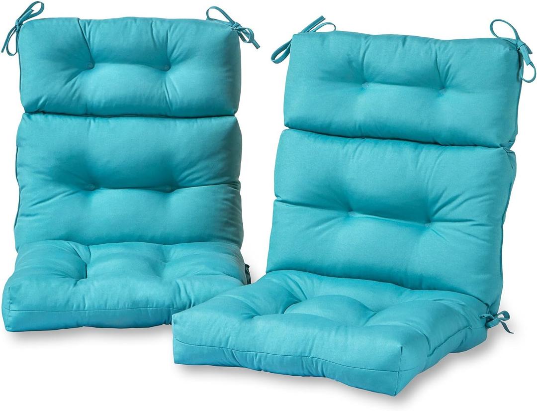 Greendale Home Fashions Outdoor 44 x 22-inch High Back Chair Cushion, Set of 2, Arctic