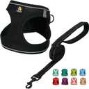 BELLA & PAL Step in Vest Harness for Small and Medium Dogs, No Pull Small Dog Harness with Leash Set, Comfortable Air Mesh Dog Vest Harness with Reflective Strip (Deep Black, XXS)
