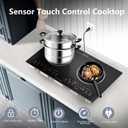 Noxton 2 Burners Electric Cooktop, 24" Built-in & Countertop Stove, Two Burner Ceramic Cooktop with Child Safety Lock, Timer, Touch Sensor Control, Portable 110V Plug-in Cooktop, 23.62 X 13.78 Inches