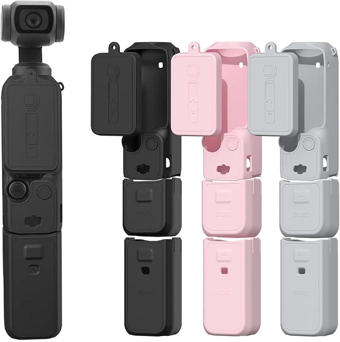 Pocket 3 Silicone Cover, Protective Case Lens Protector Scratch-Resistant Sleeve Skin Compatible with DJI OSMO Pocket 3 Creator Combo Accessories (Black)